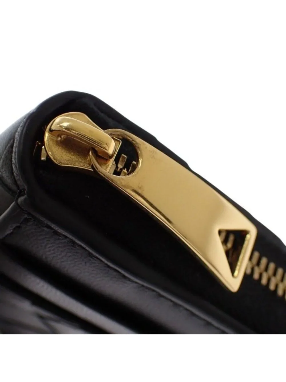 Bottega Veneta Tiny Zip Around Card Slot Coin Purse Lambskin Black Gold